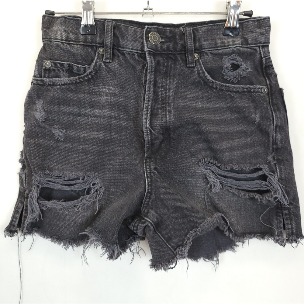 Garage Denim Shorts‎ Cut Off Distress Button Fly Women 00 / 23 Black Hot Pants